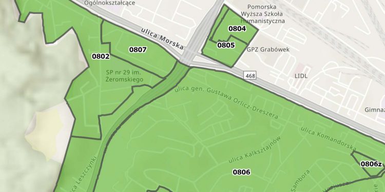 Mapa z planem Leszczynek