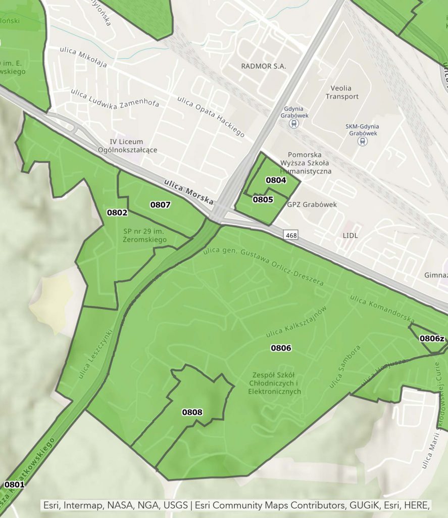 Mapa z planem Leszczynek
